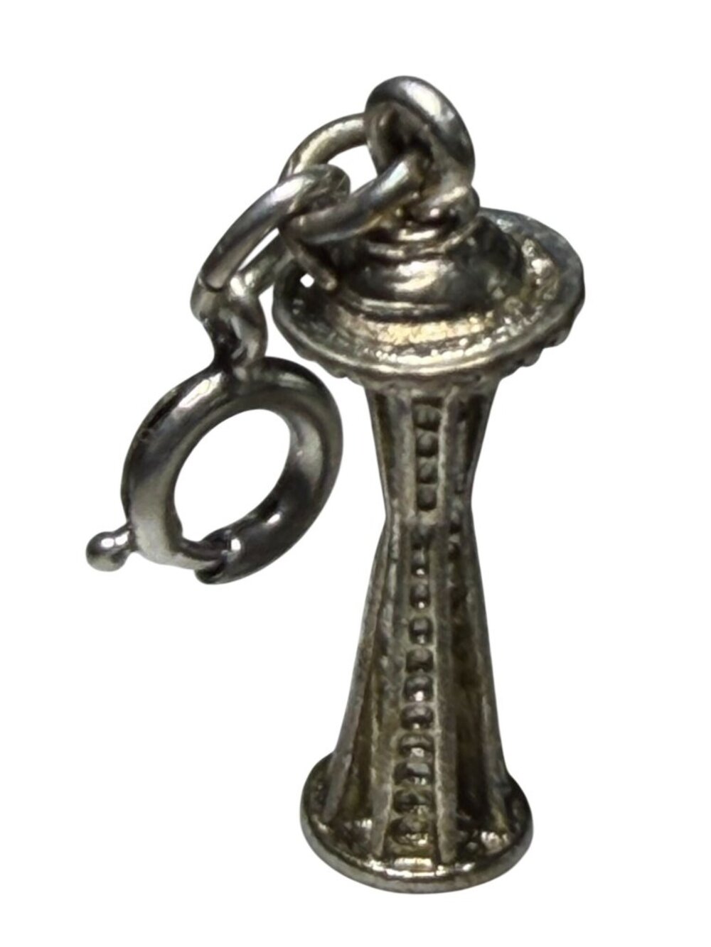 Vintage Sterling Silver Seattle Space Needle Charm Souvenir 925 Zipper Pull
